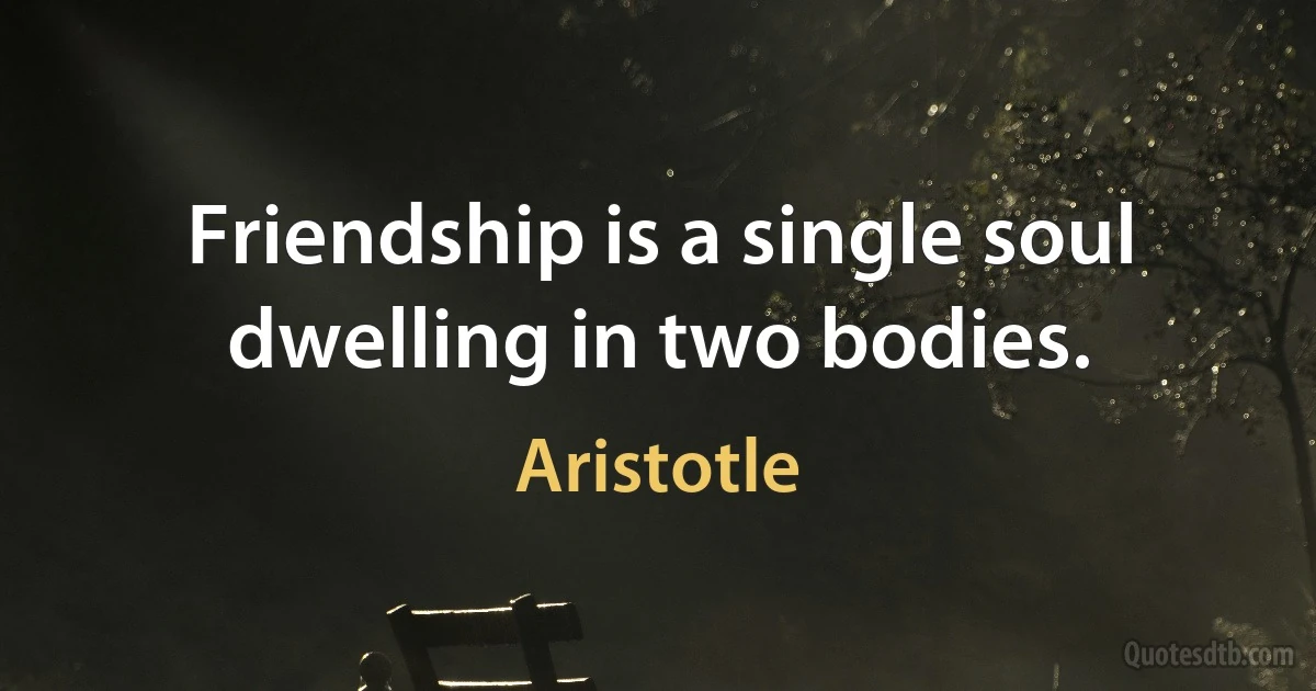 Friendship is a single soul dwelling in two bodies. (Aristotle)