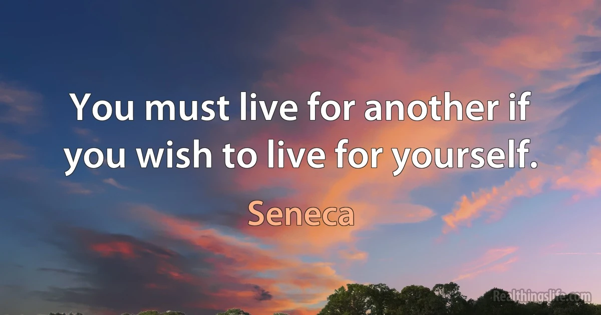 You must live for another if you wish to live for yourself. (Seneca)