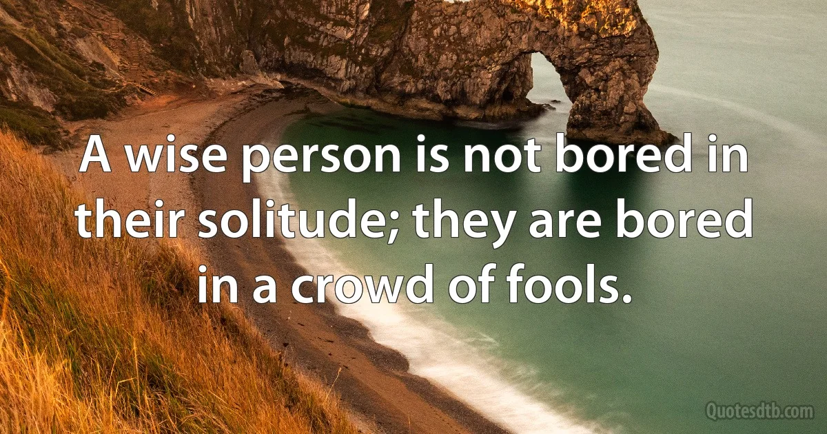 A wise person is not bored in their solitude; they are bored in a crowd of fools. (INZ EN)
