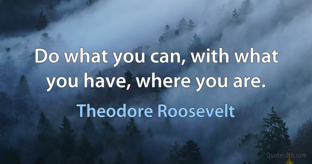 Do what you can, with what you have, where you are. (Theodore Roosevelt)