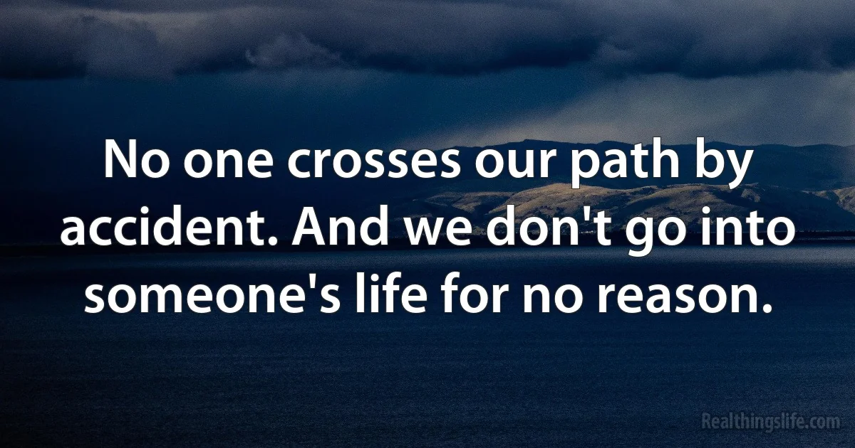 No one crosses our path by accident. And we don't go into someone's life for no reason. (INZ EN)