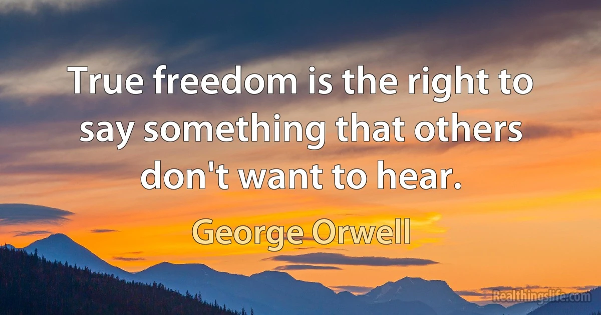 True freedom is the right to say something that others don't want to hear. (George Orwell)