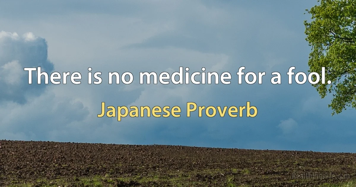 There is no medicine for a fool. (Japanese Proverb)