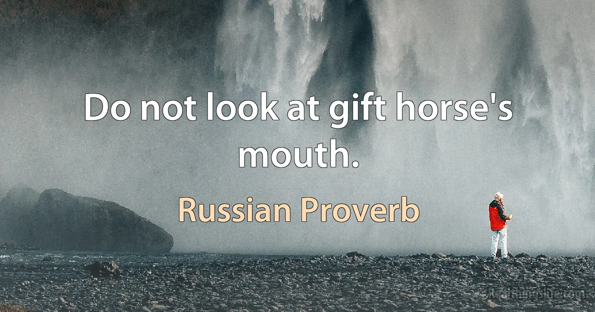 Do not look at gift horse's mouth. (Russian Proverb)