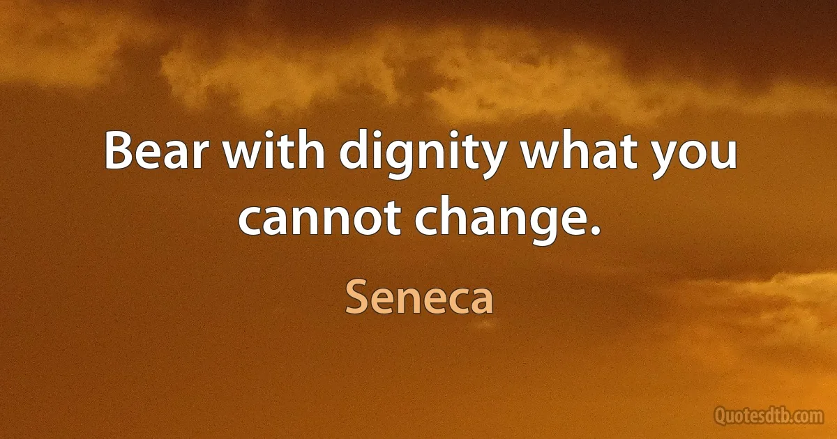 Bear with dignity what you cannot change. (Seneca)