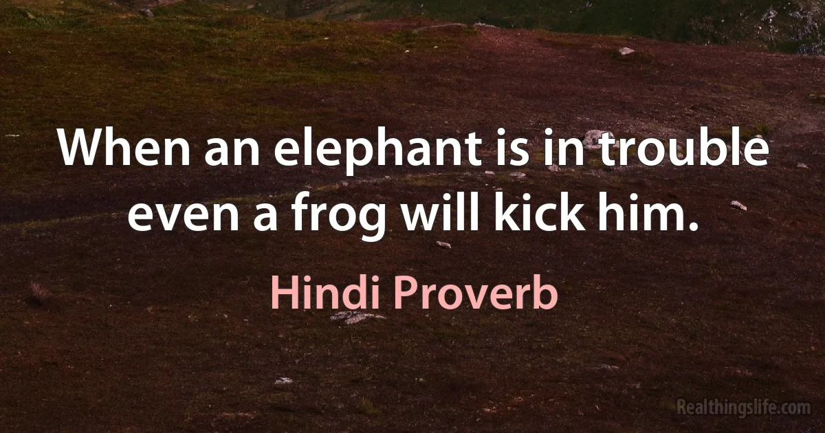 When an elephant is in trouble even a frog will kick him. (Hindi Proverb)