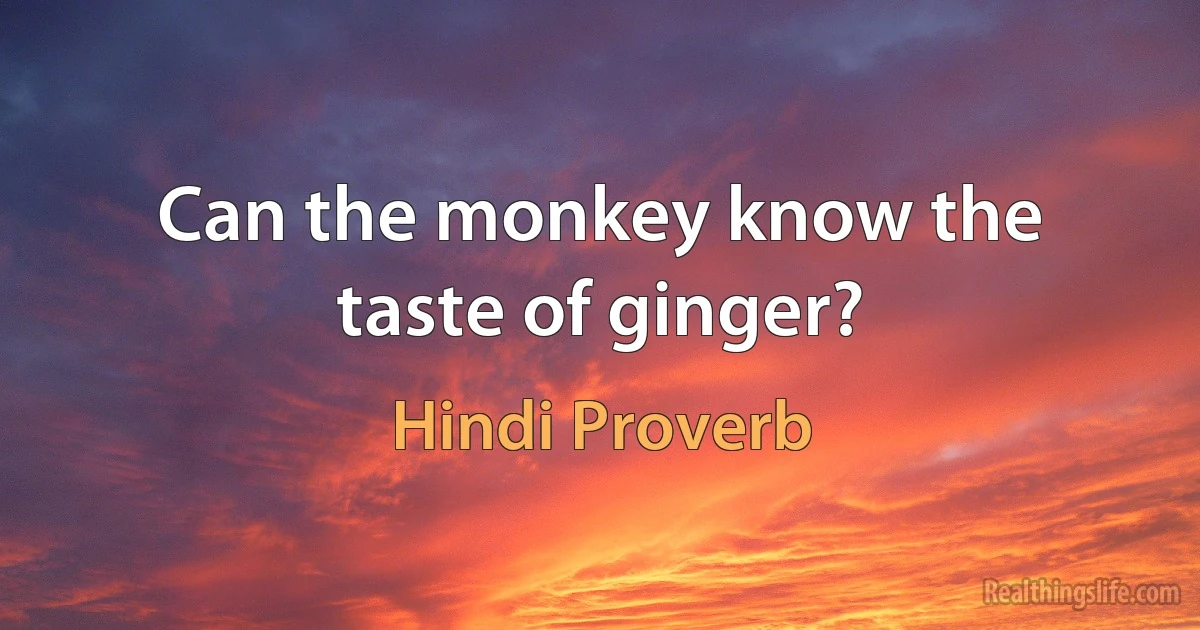 Can the monkey know the taste of ginger? (Hindi Proverb)