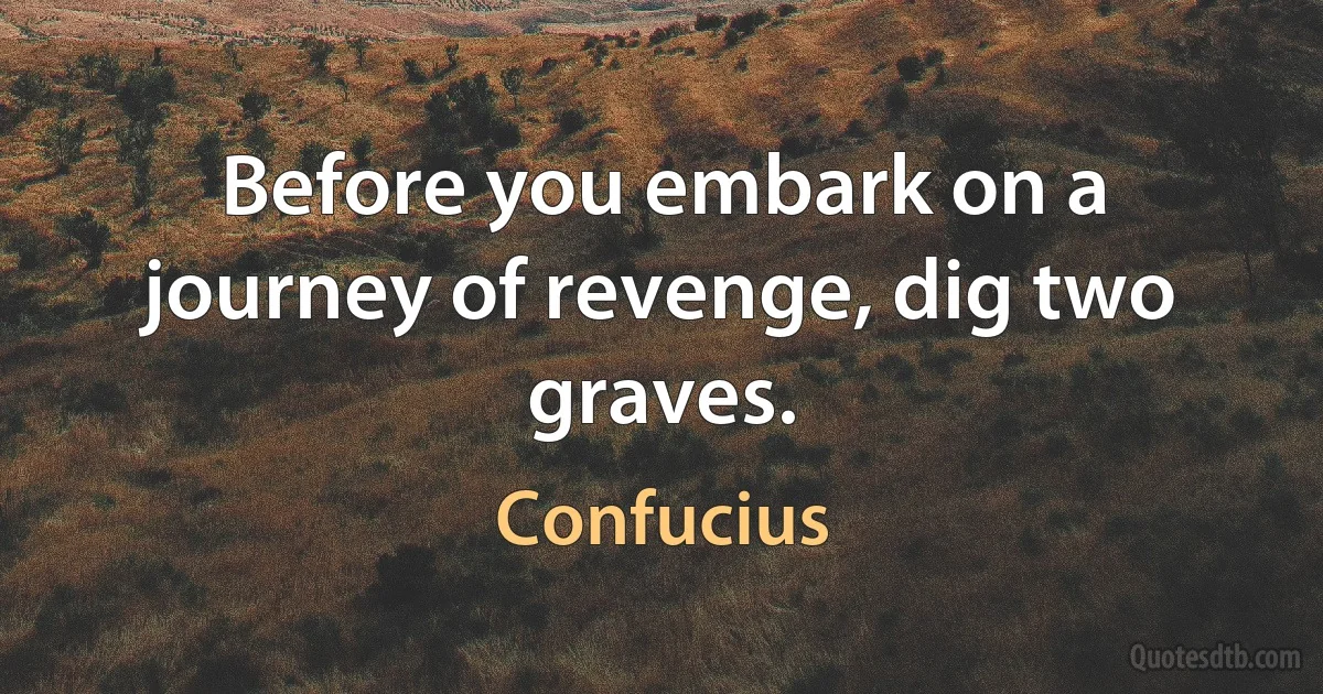 Before you embark on a journey of revenge, dig two graves. (Confucius)
