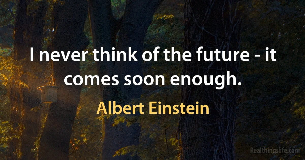 I never think of the future - it comes soon enough. (Albert Einstein)