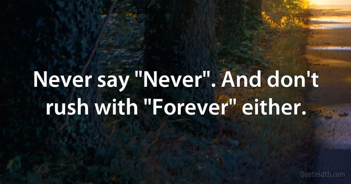 Never say "Never". And don't rush with "Forever" either. (INZ EN)