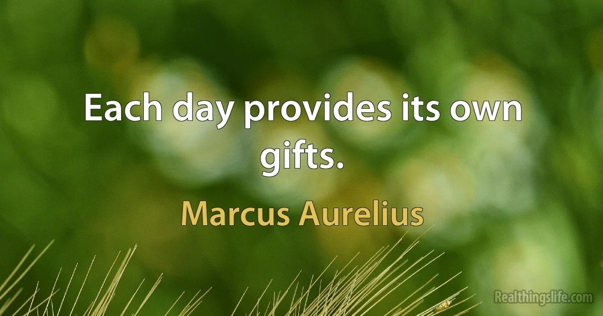 Each day provides its own gifts. (Marcus Aurelius)