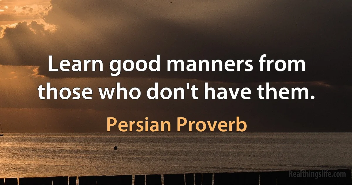 Learn good manners from those who don't have them. (Persian Proverb)