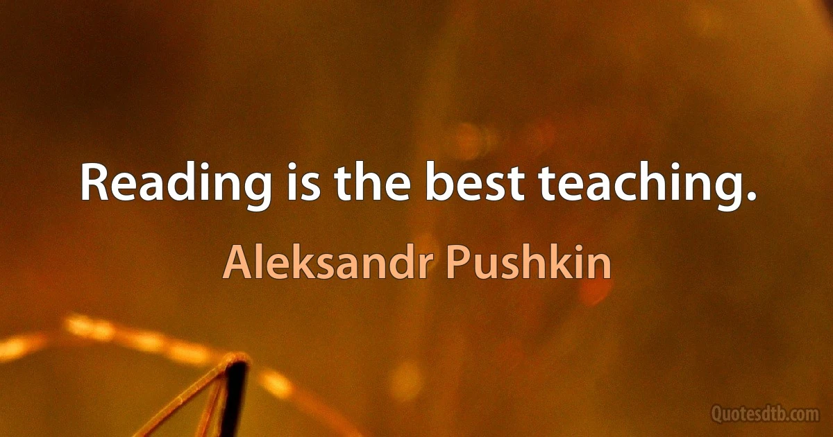 Reading is the best teaching. (Aleksandr Pushkin)