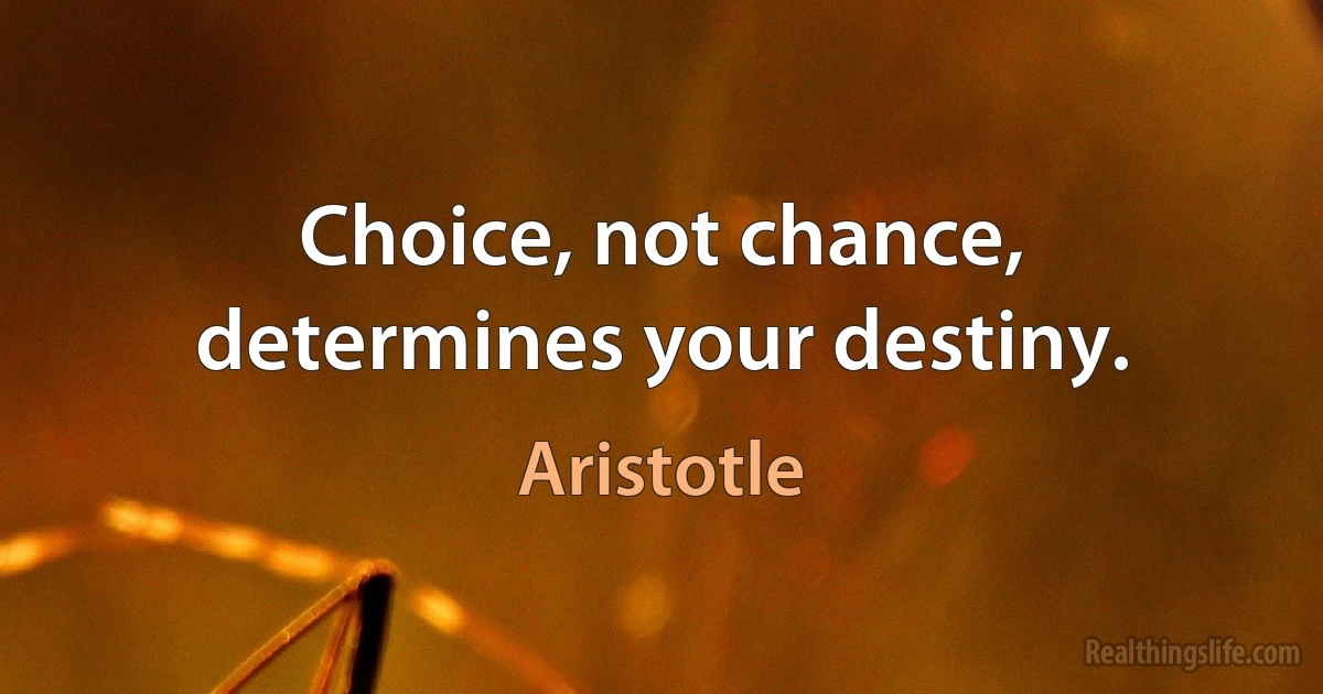 Choice, not chance, determines your destiny. (Aristotle)