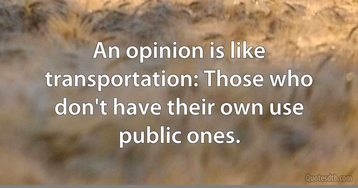 An opinion is like transportation: Those who don't have their own use public ones. (INZ EN)
