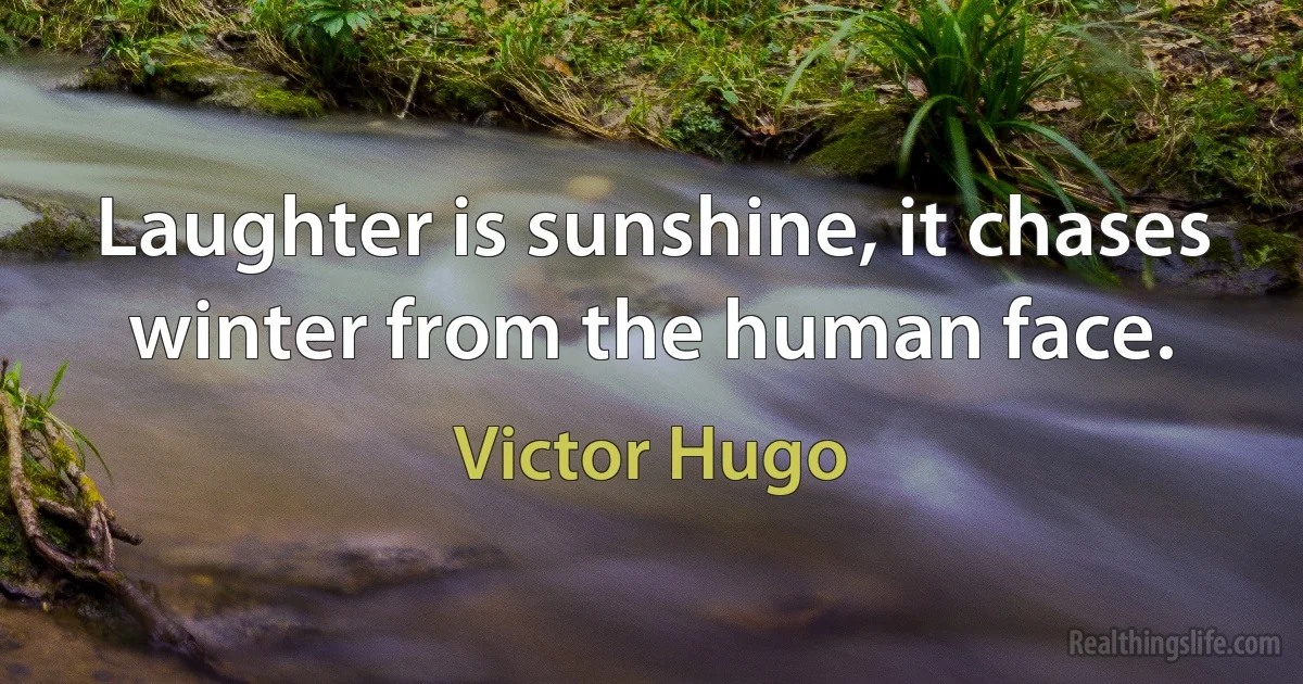 Laughter is sunshine, it chases winter from the human face. (Victor Hugo)