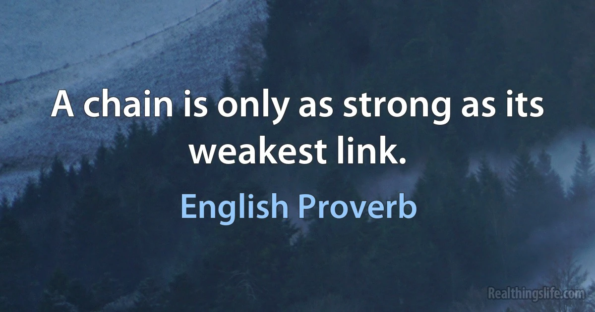 A chain is only as strong as its weakest link. (English Proverb)