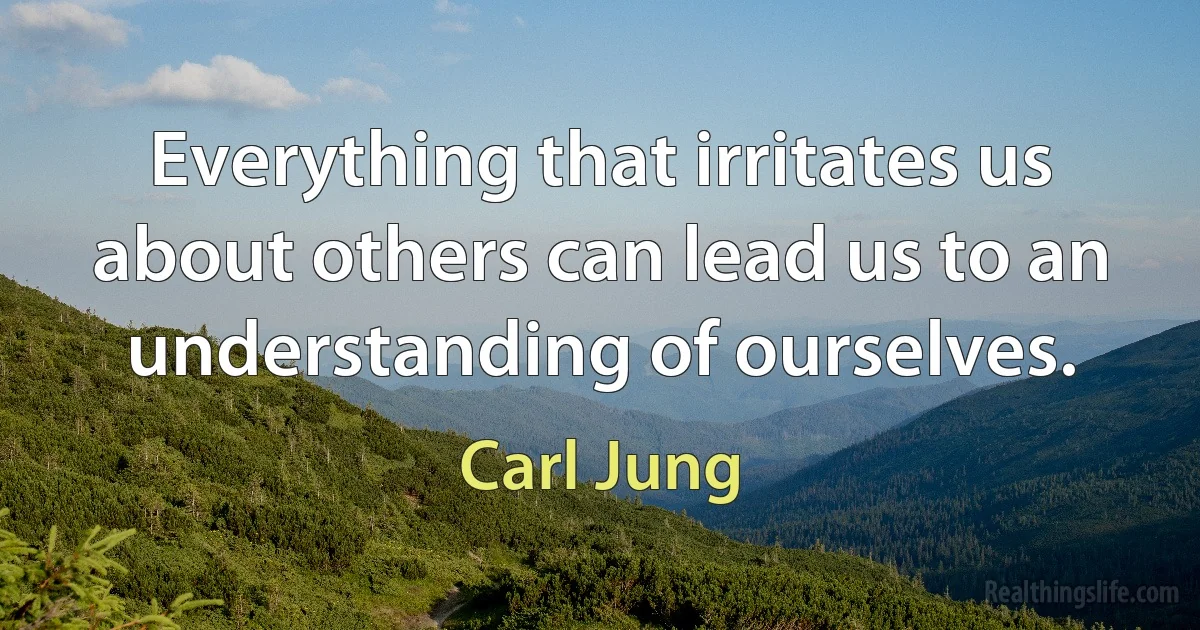 Everything that irritates us about others can lead us to an understanding of ourselves. (Carl Jung)