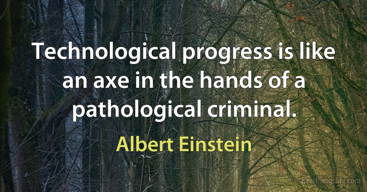 Technological progress is like an axe in the hands of a pathological criminal. (Albert Einstein)