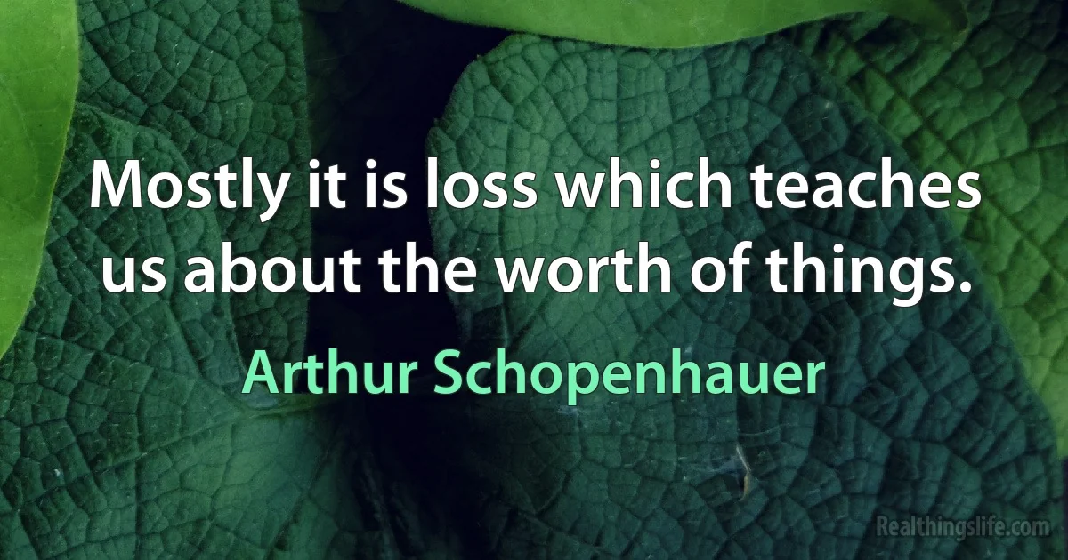 Mostly it is loss which teaches us about the worth of things. ()