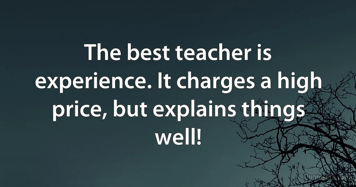 The best teacher is experience. It charges a high price, but explains things well! (INZ EN)