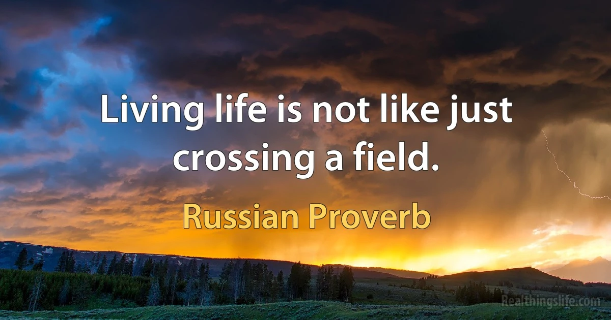 Living life is not like just crossing a field. (Russian Proverb)