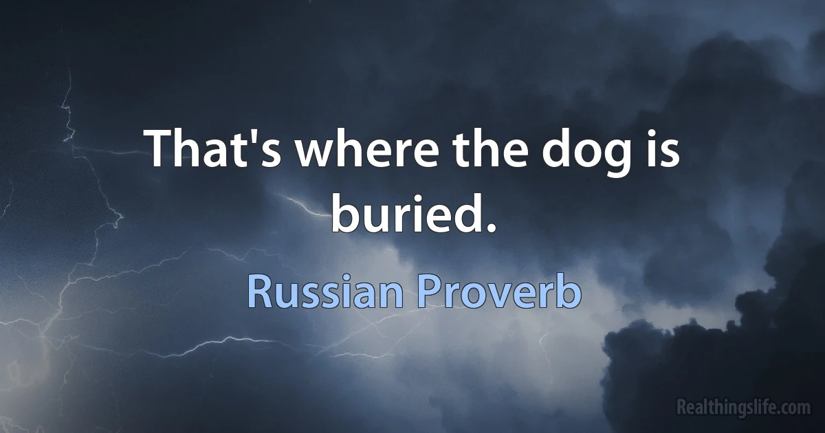 That's where the dog is buried. (Russian Proverb)