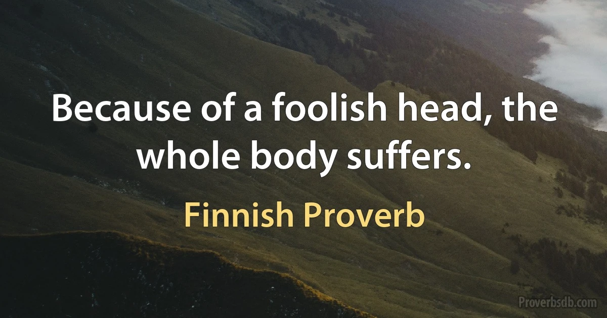 Because of a foolish head, the whole body suffers. (Finnish Proverb)
