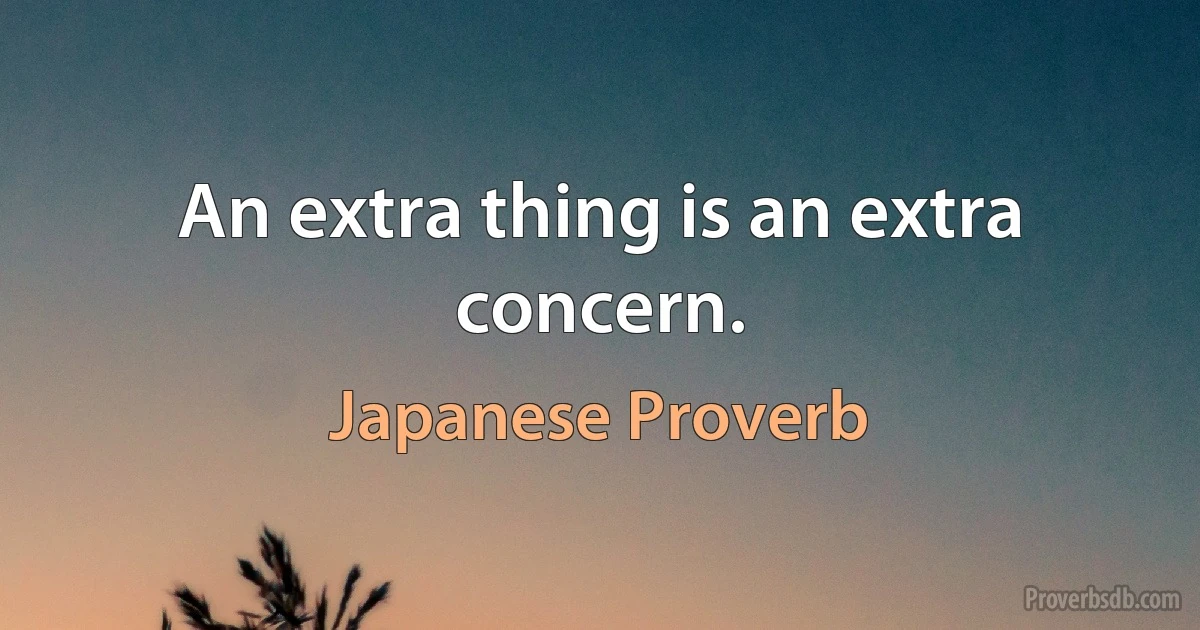 An extra thing is an extra concern. (Japanese Proverb)