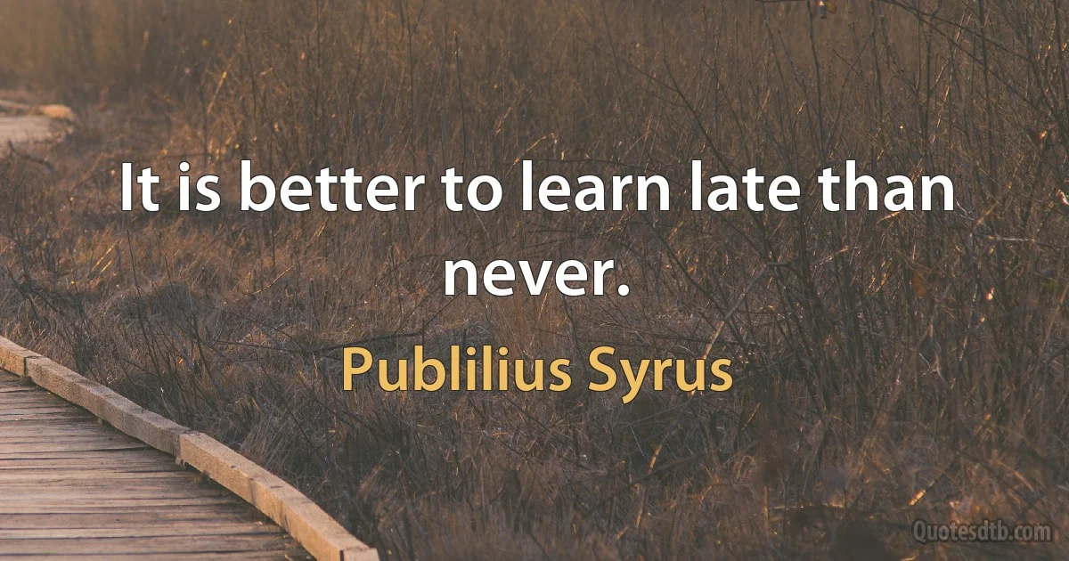 It is better to learn late than never. (Publilius Syrus)
